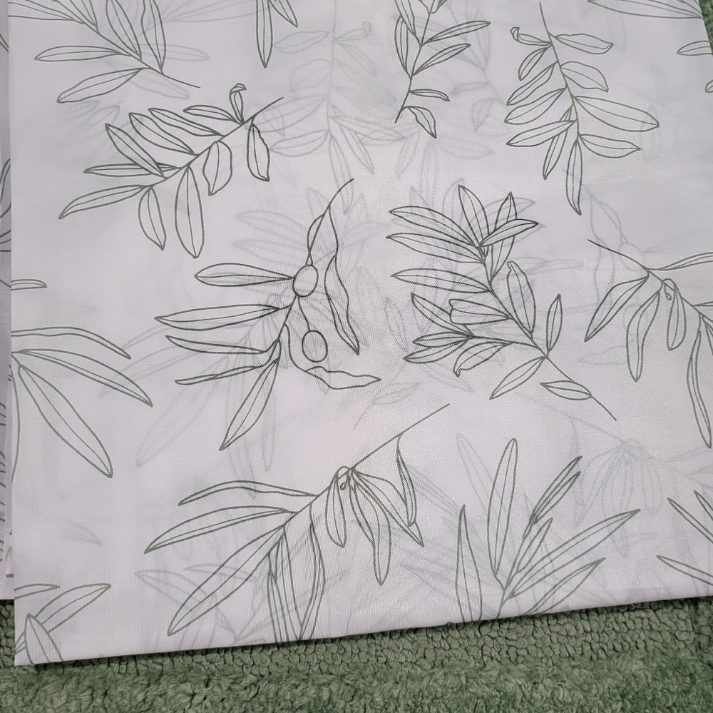 15pc Shower Curtain & Bathroom Accessory Set, Green & White - Picture 5 of 13